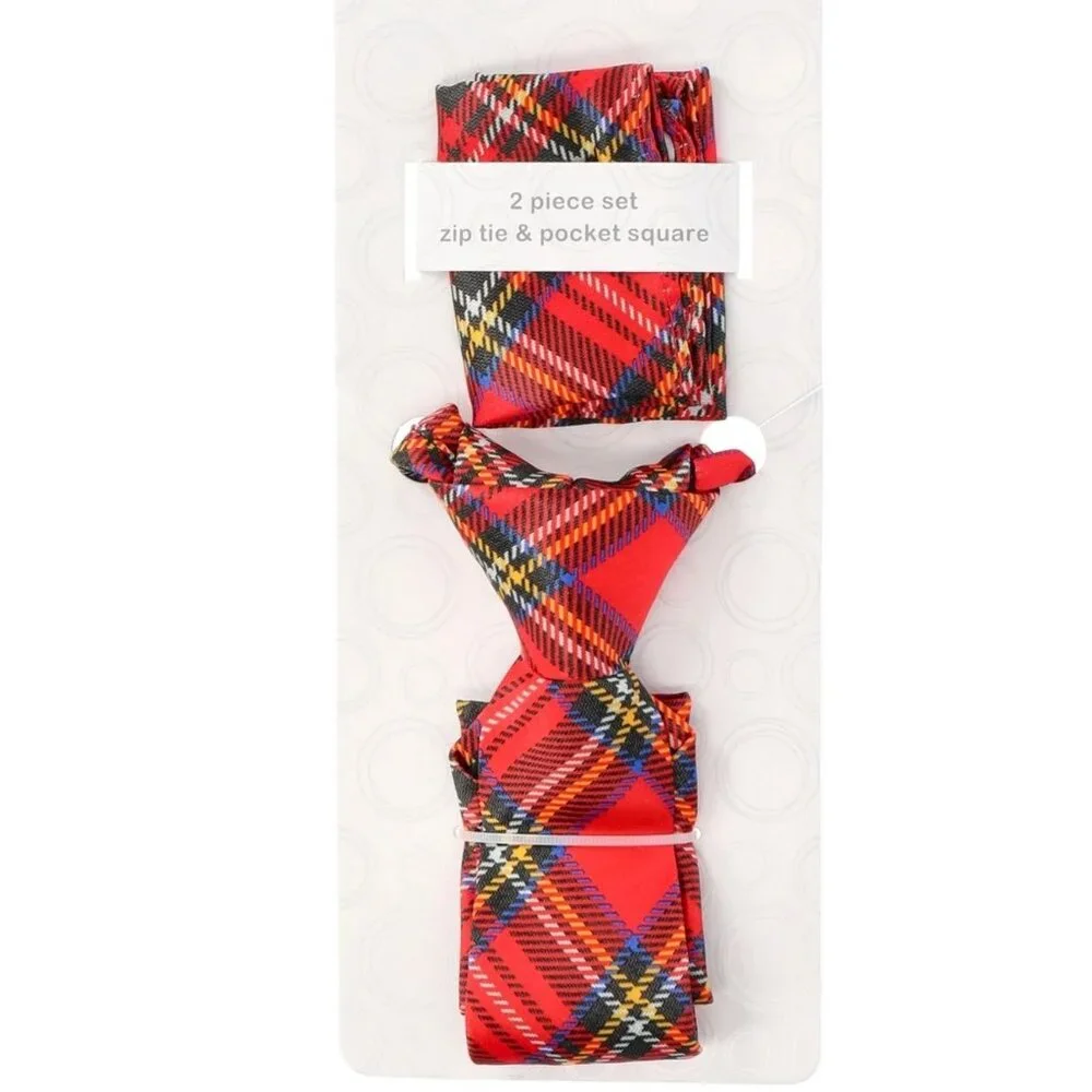 NEW Wonder Nation Boys Plaid Tie and Pocket Square Set / Christmas / Wedding